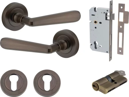 Copenhagen Lever - Round Rose Entrance Set - Key / Key - SB