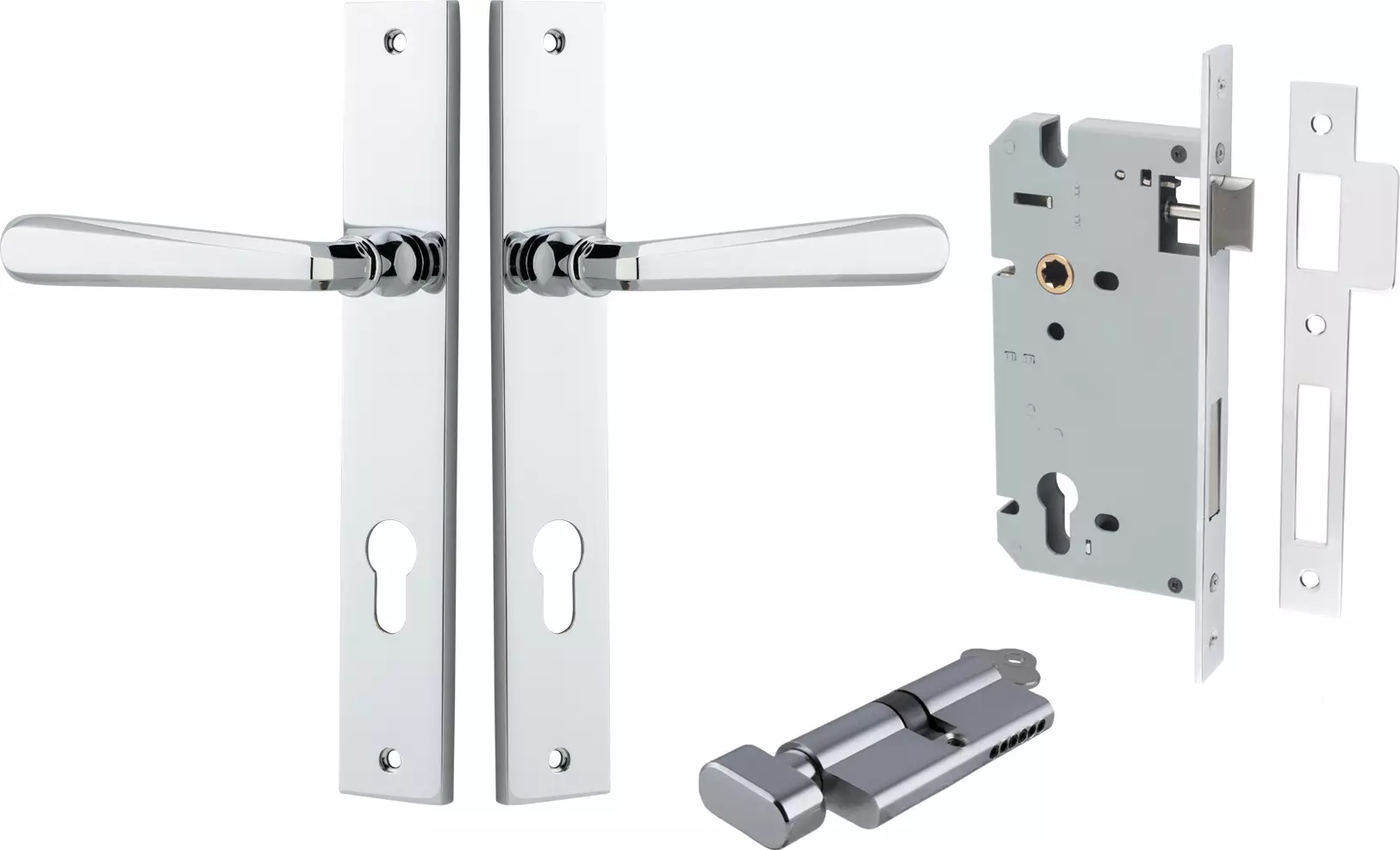 Copenhagen Lever - Rectangular Entrance Set - Key / Turn - CP