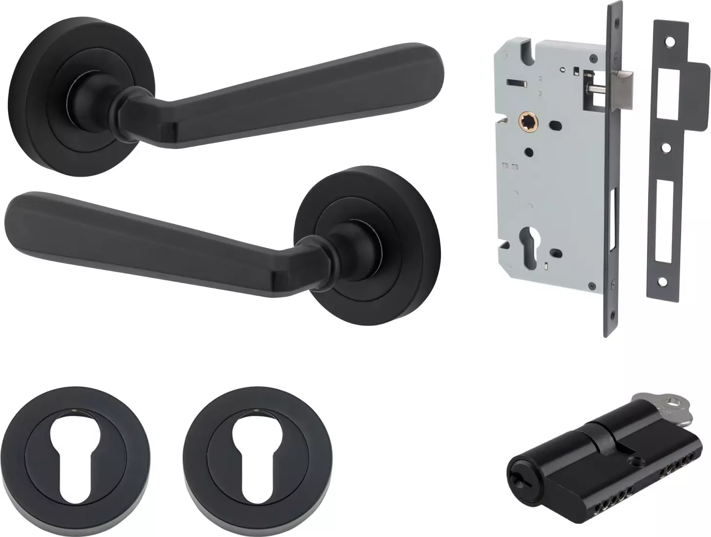 Copenhagen Lever - Round Rose Entrance Set - Key / Key - MB