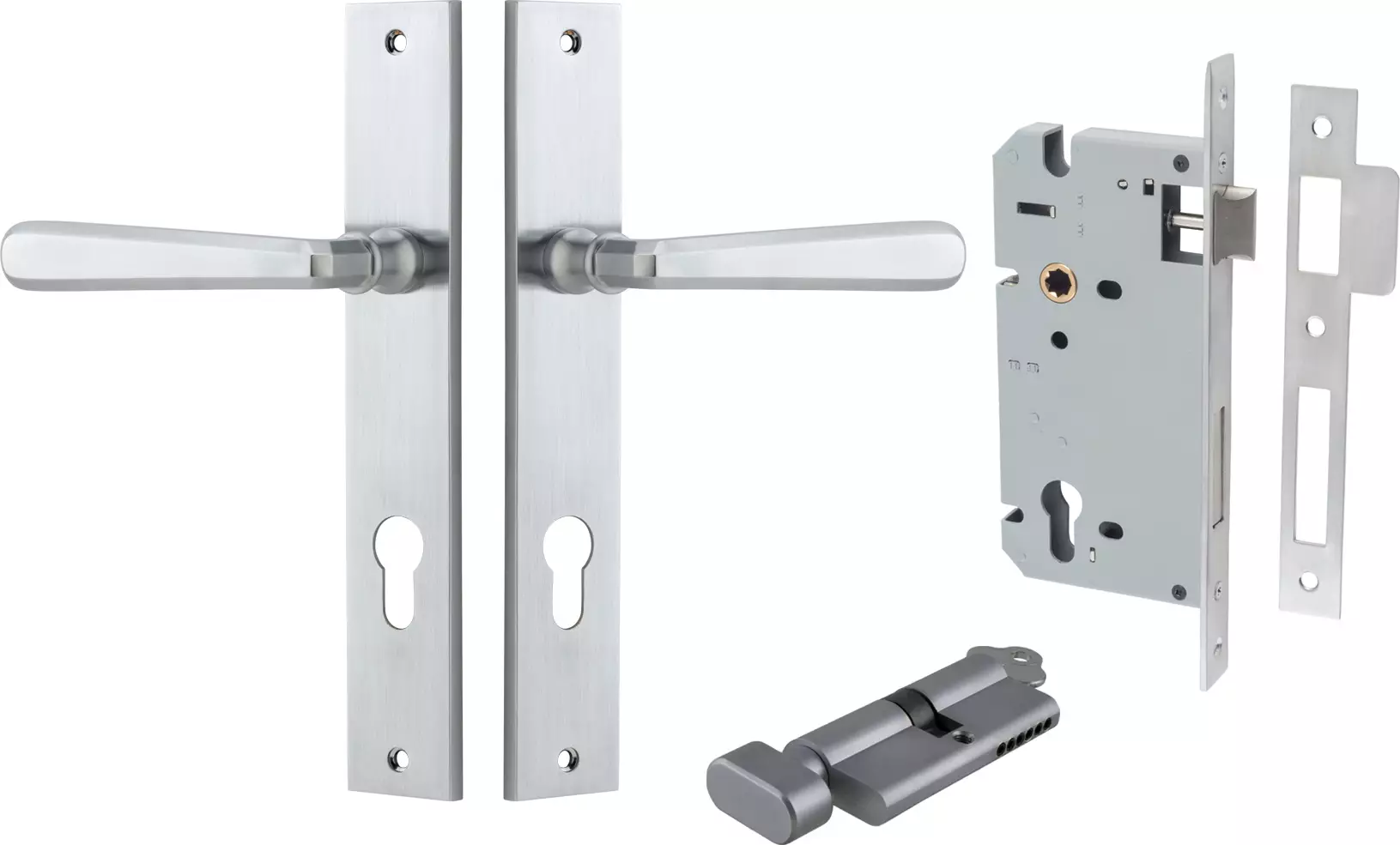 Copenhagen Lever - Rectangular Entrance Set - Key / Turn - SC