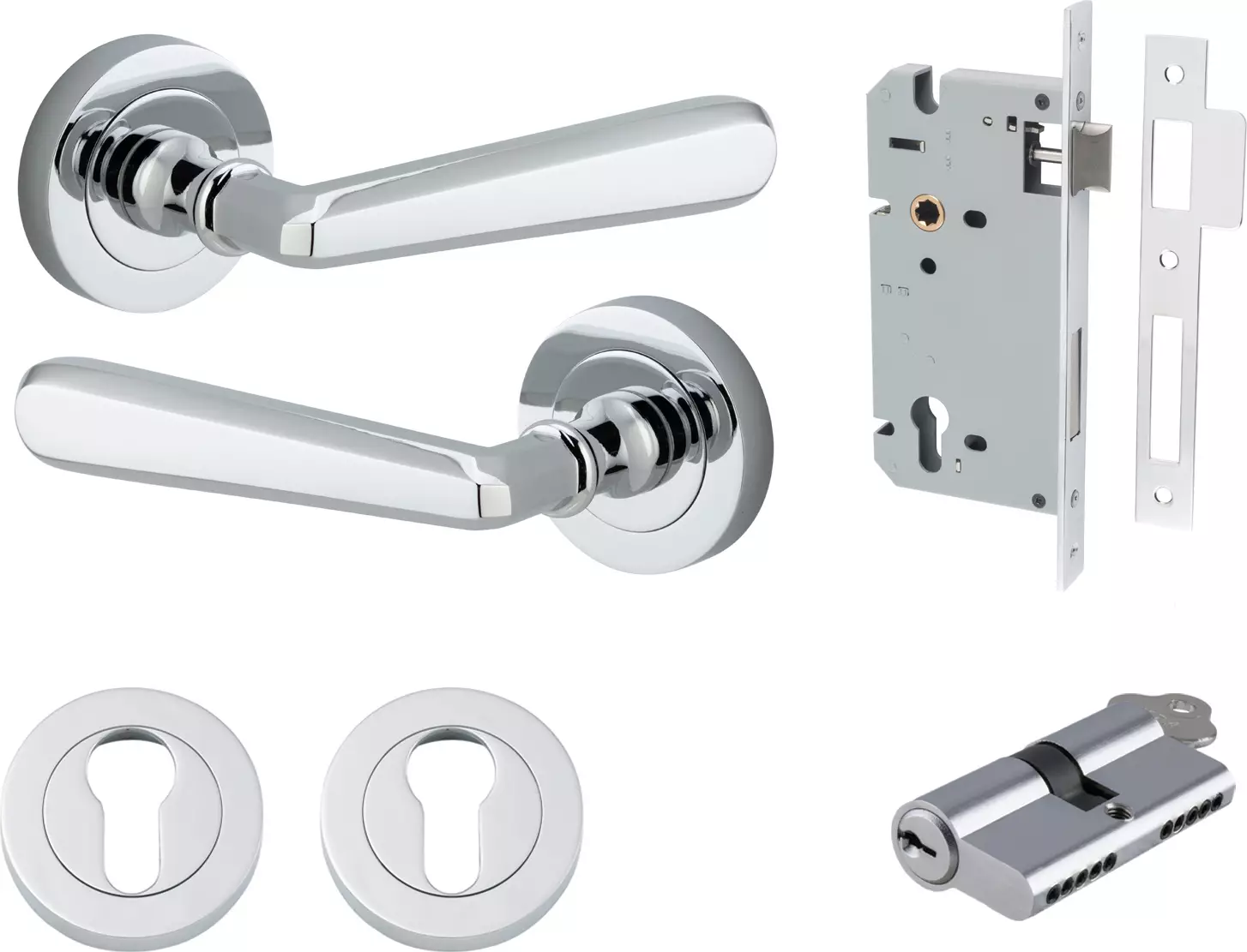 Copenhagen Lever - Round Rose Entrance Set - Key / Key - CP