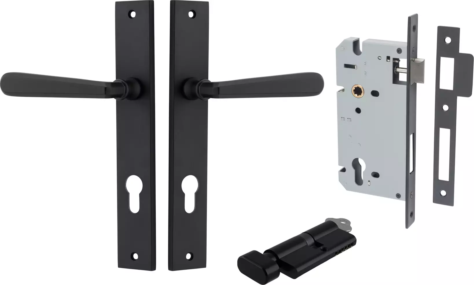 Copenhagen Lever - Rectangular Entrance Set - Key / Turn - MB