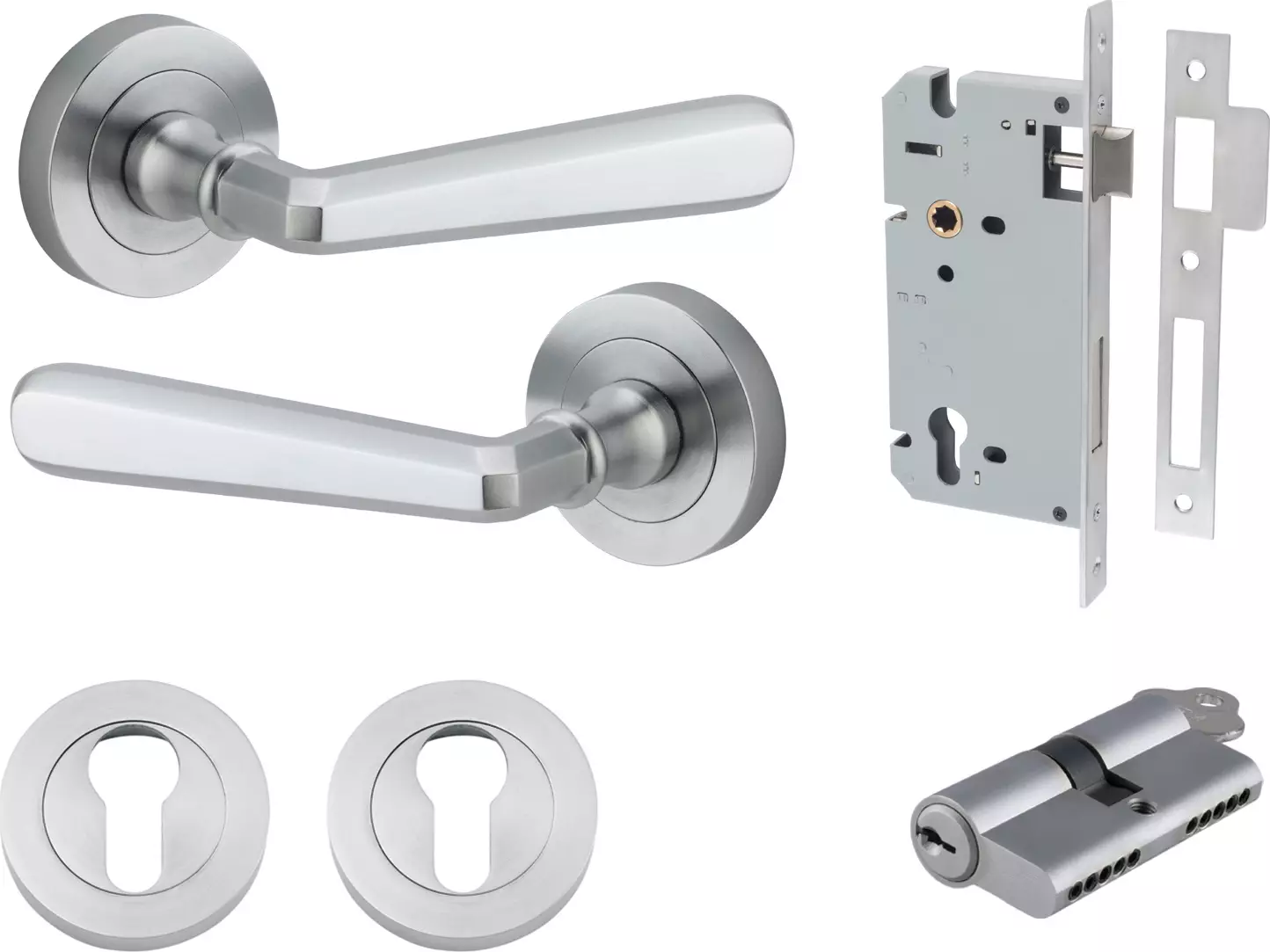 Copenhagen Lever - Round Rose Entrance Set - Key / Key - SC