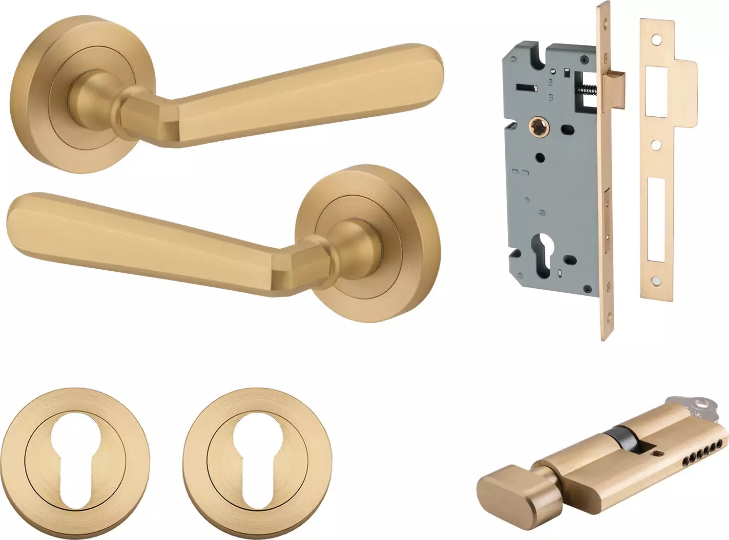 Copenhagen Lever - Round Rose Entrance Set - Key / Turn - BB