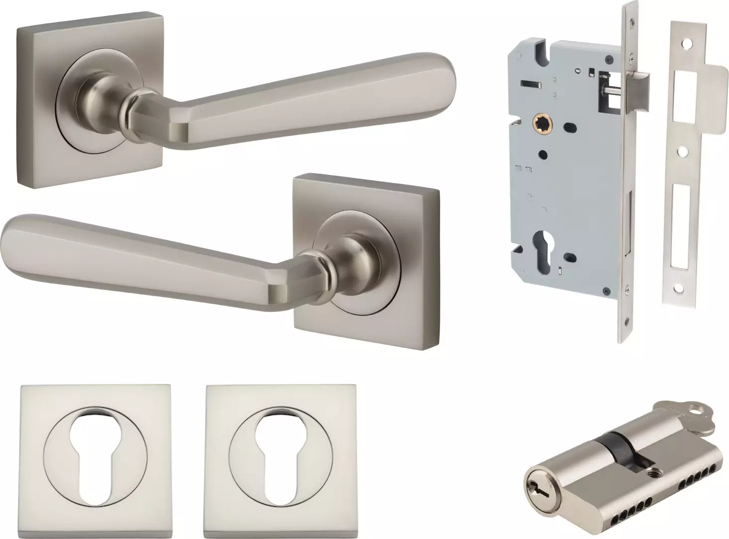 Copenhagen Lever - Square Rose Entrance Set - Key / Key - SN