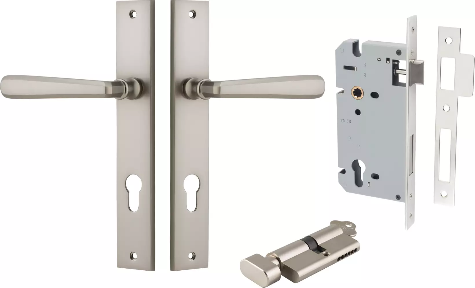 Copenhagen Lever - Rectangular Entrance Set - Key / Turn - SN