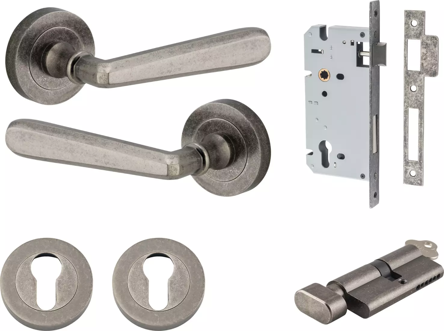Copenhagen Lever - Round Rose Entrance Set - Key / Turn - DN