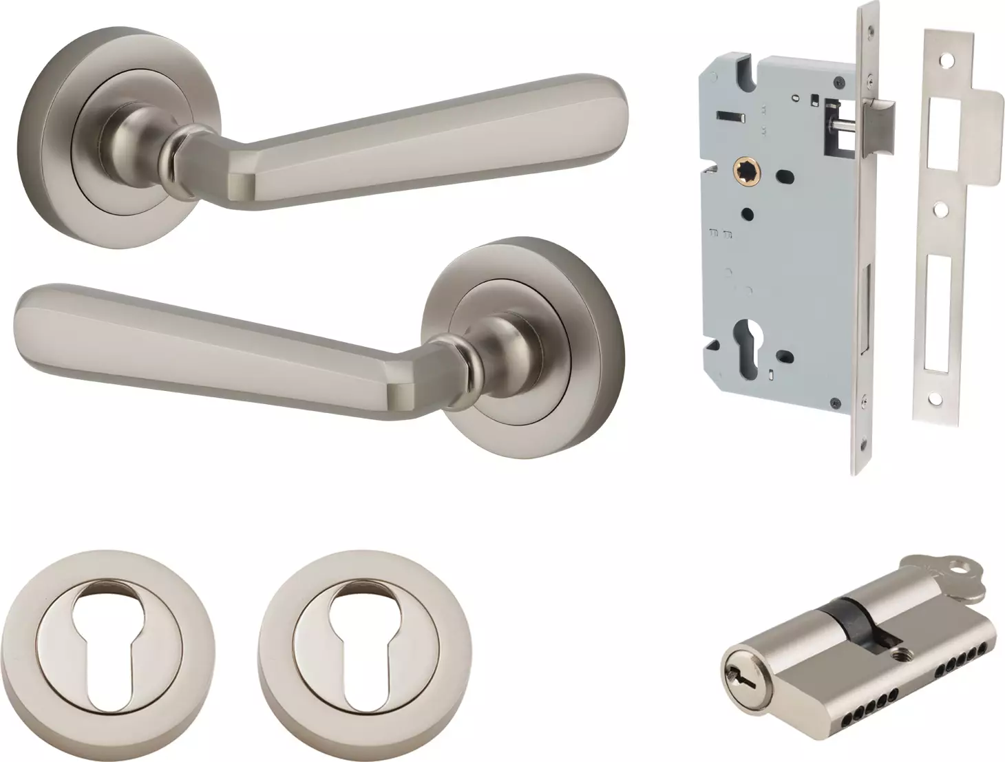 Copenhagen Lever - Round Rose Entrance Set - Key / Key - SN