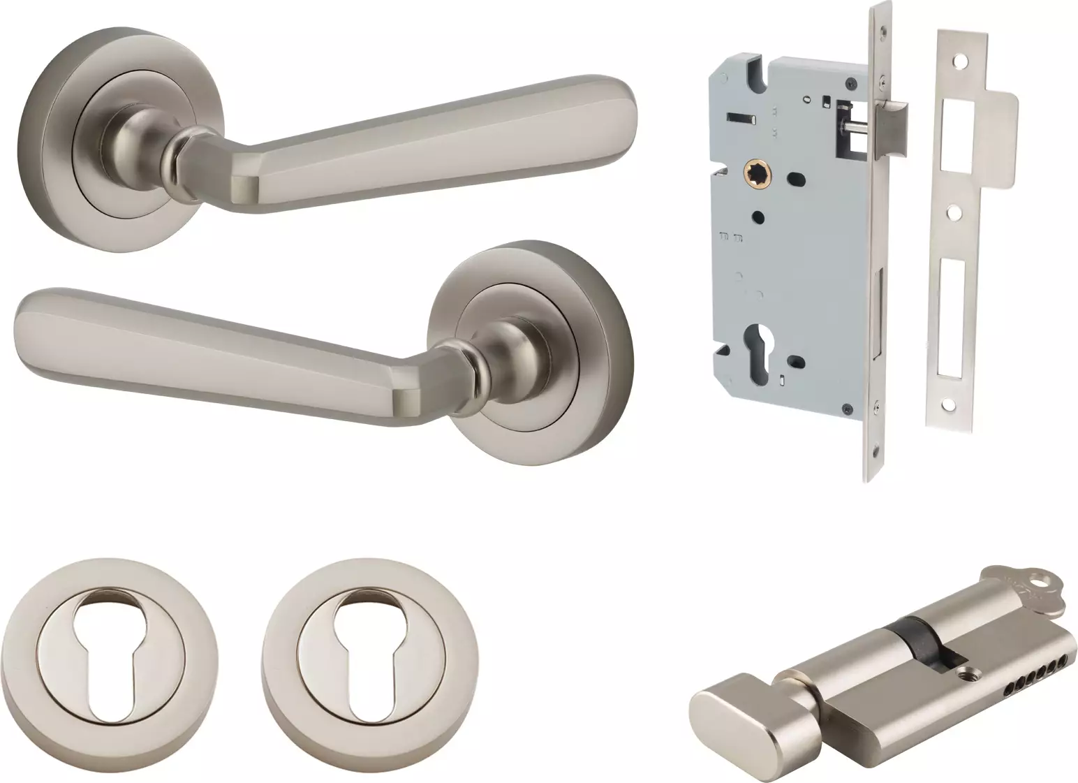 Copenhagen Lever - Round Rose Entrance Set - Key / Turn - SN