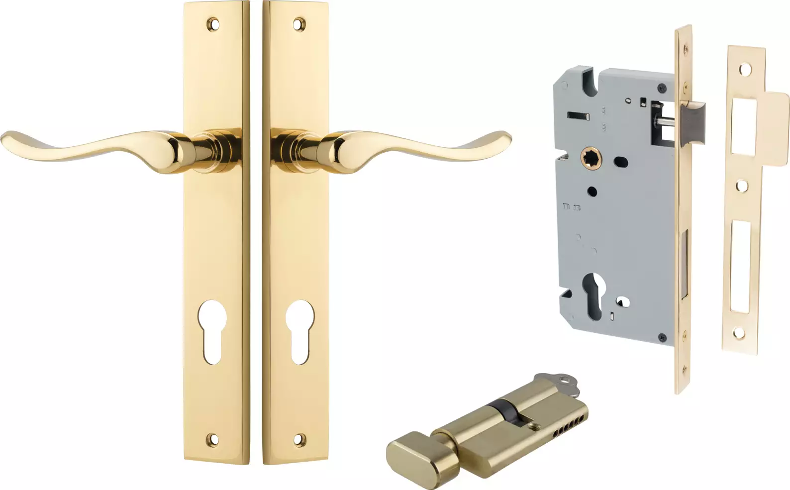 Stirling Lever - Rectangular Entrance Set - Key / Turn - PB