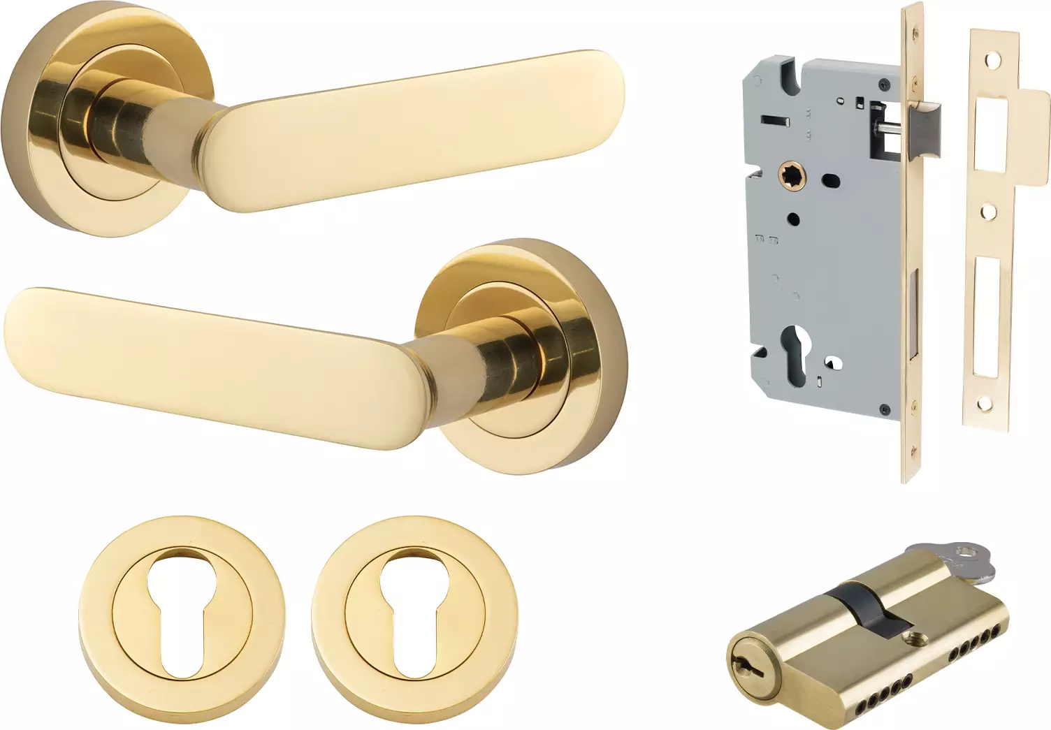 Bronte Lever - Round Rose Entrance Set - Key / Key - PB