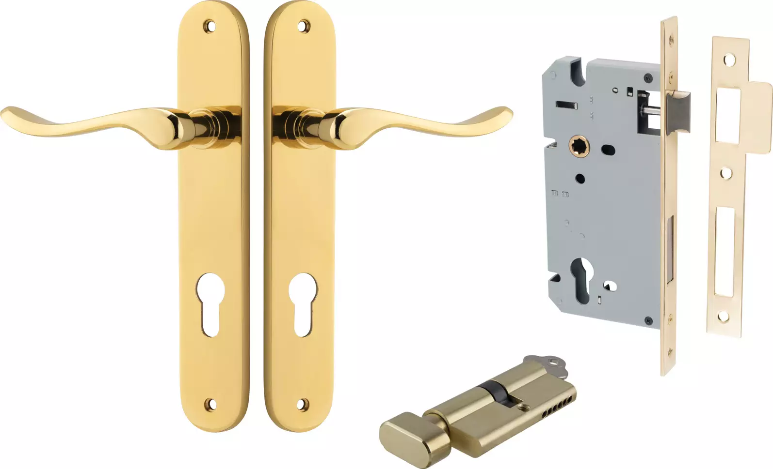 Stirling Lever - Oval Entrance Set - Key / Turn - PB