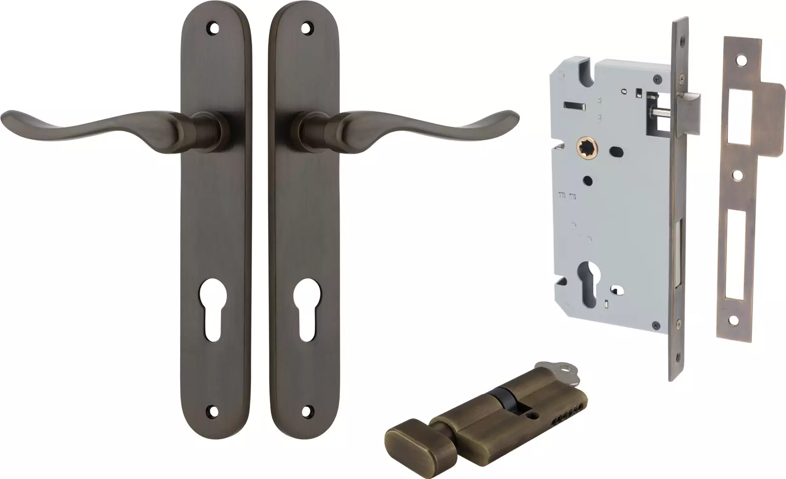 Stirling Lever - Oval Entrance Set - Key / Turn - SB