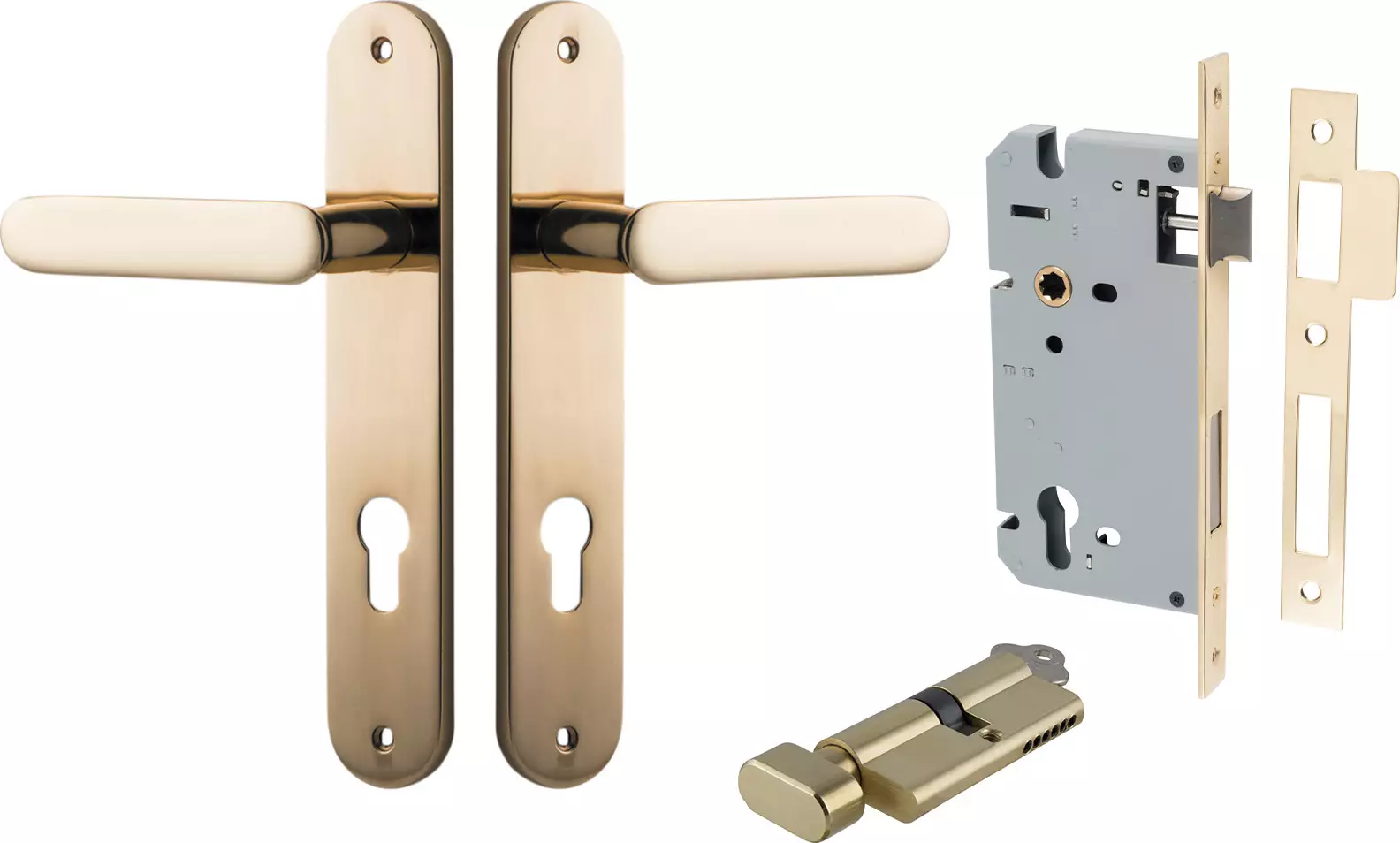 Bronte Lever - Oval Entrance Set - Key / Turn - PB