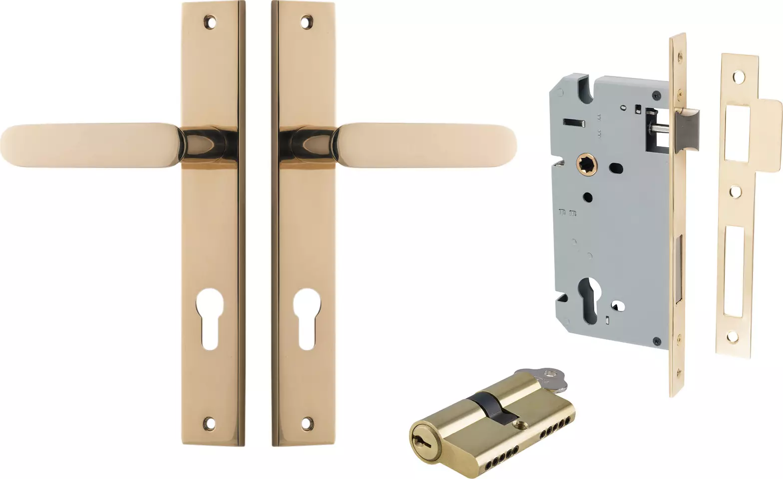 Bronte Lever - Rectangular Entrance Set - Key / Key - PB