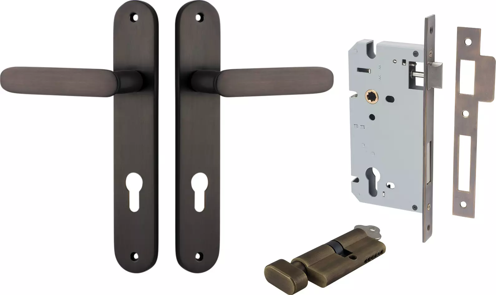 Bronte Lever - Oval Entrance Set - Key / Turn - SB