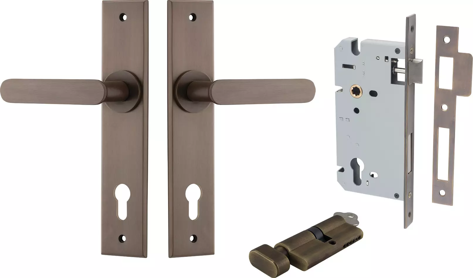 Bronte Lever - Chamfered Entrance Set - Key / Turn - SB