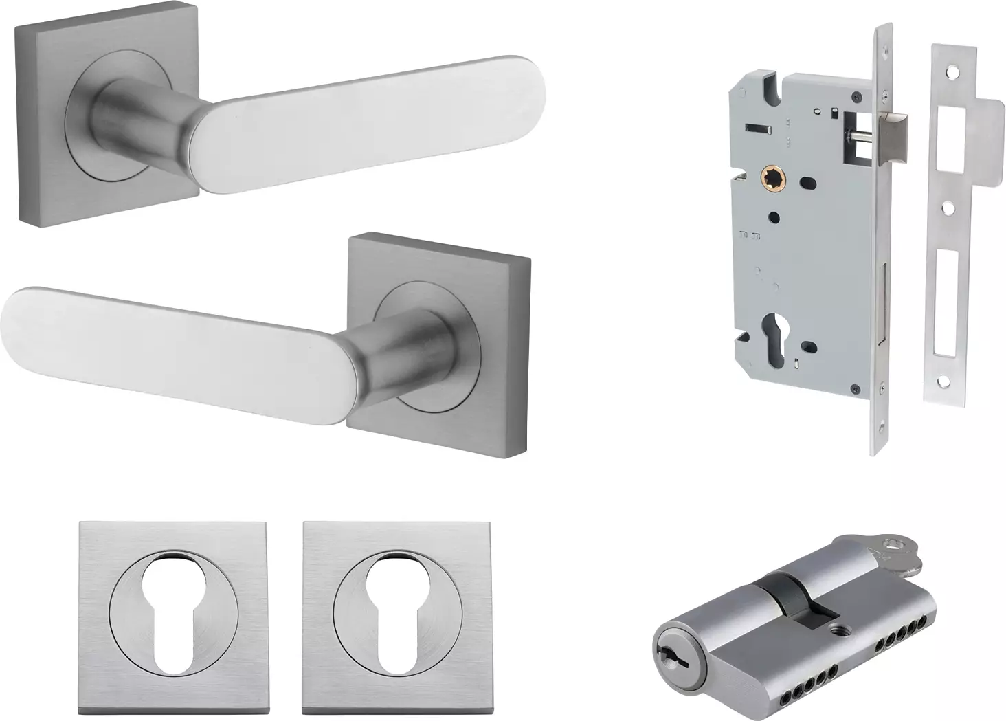 Bronte Lever - Square Rose Entrance Set - Key / Key - SC