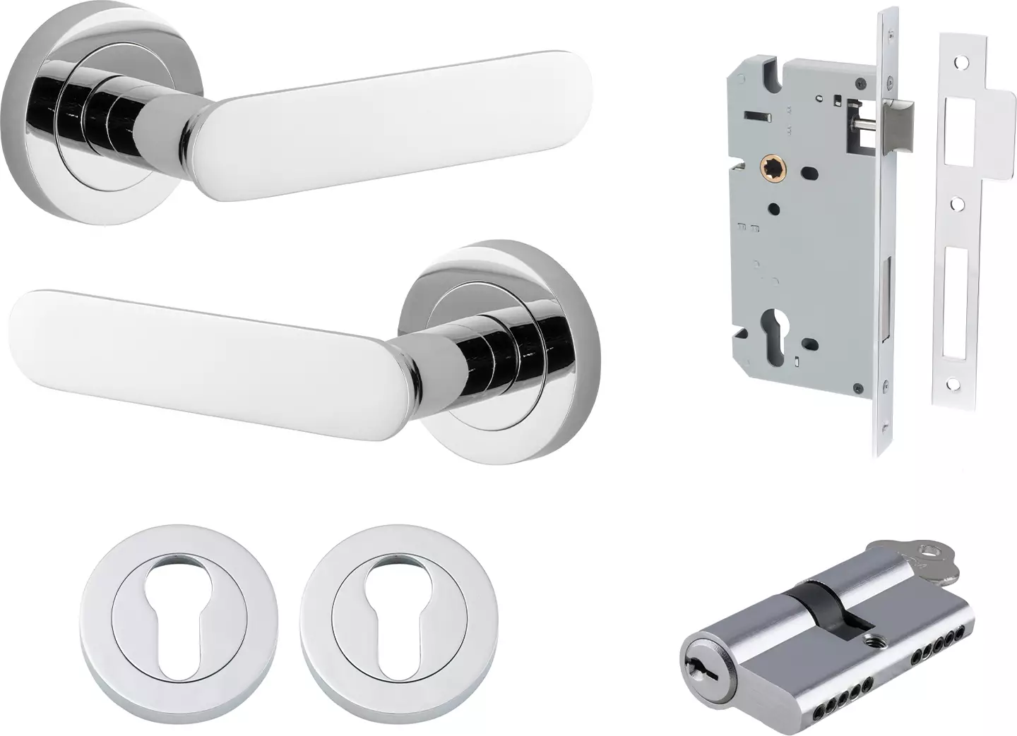 Bronte Lever - Round Rose Entrance Set - Key / Key - CP