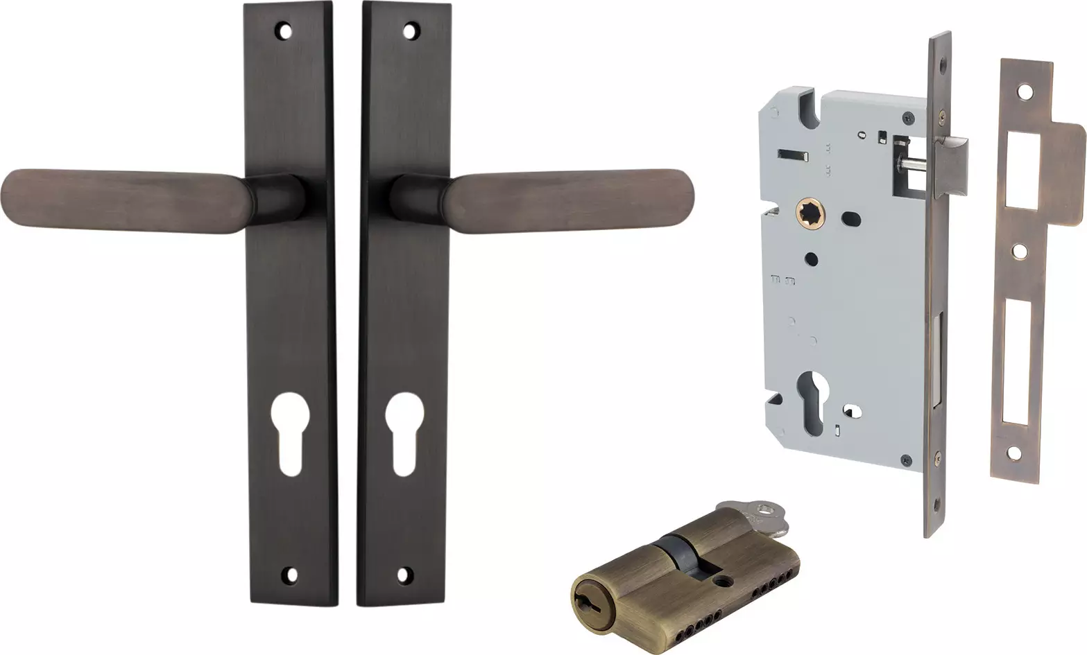 Bronte Lever - Rectangular Entrance Set - Key / Key - SB