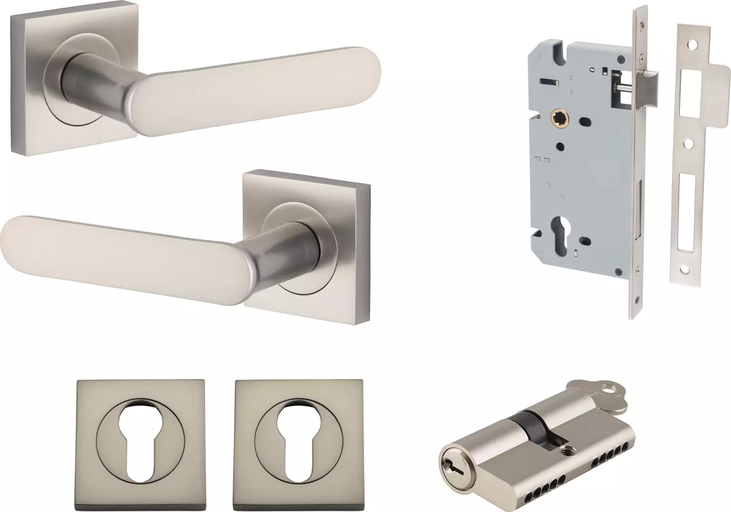 Bronte Lever - Square Rose Entrance Set - Key / Key - SN