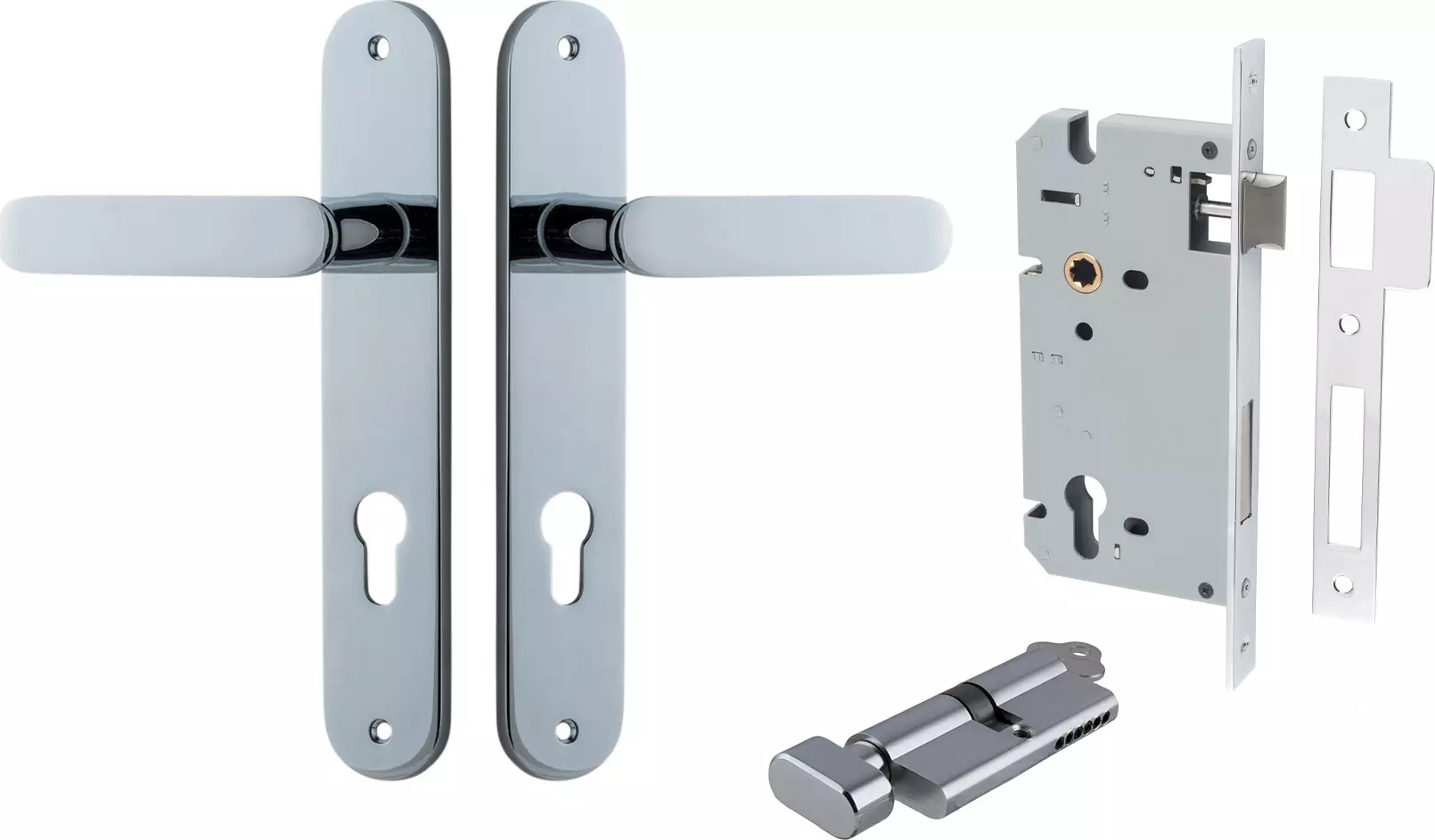 Bronte Lever - Oval Entrance Set - Key / Turn - CP