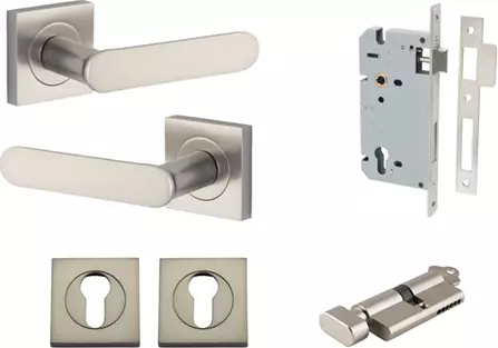 Bronte Lever - Square Rose Entrance Set - Key / Turn - SN