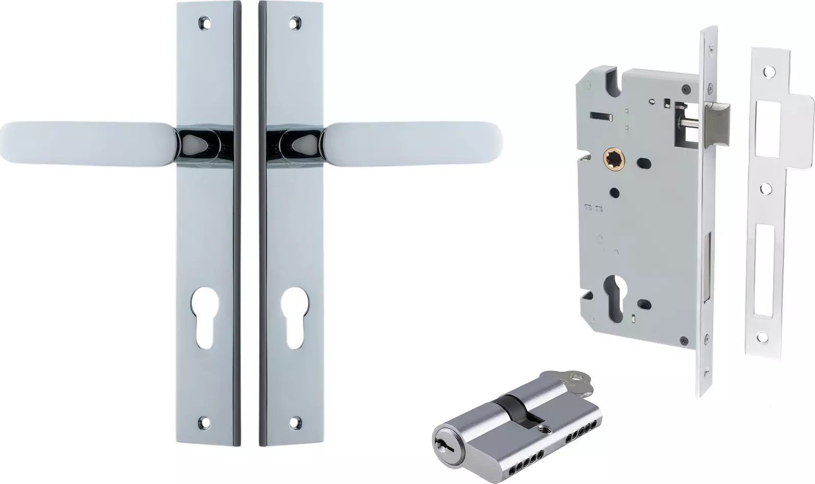 Bronte Lever - Rectangular Entrance Set - Key / Key - CP