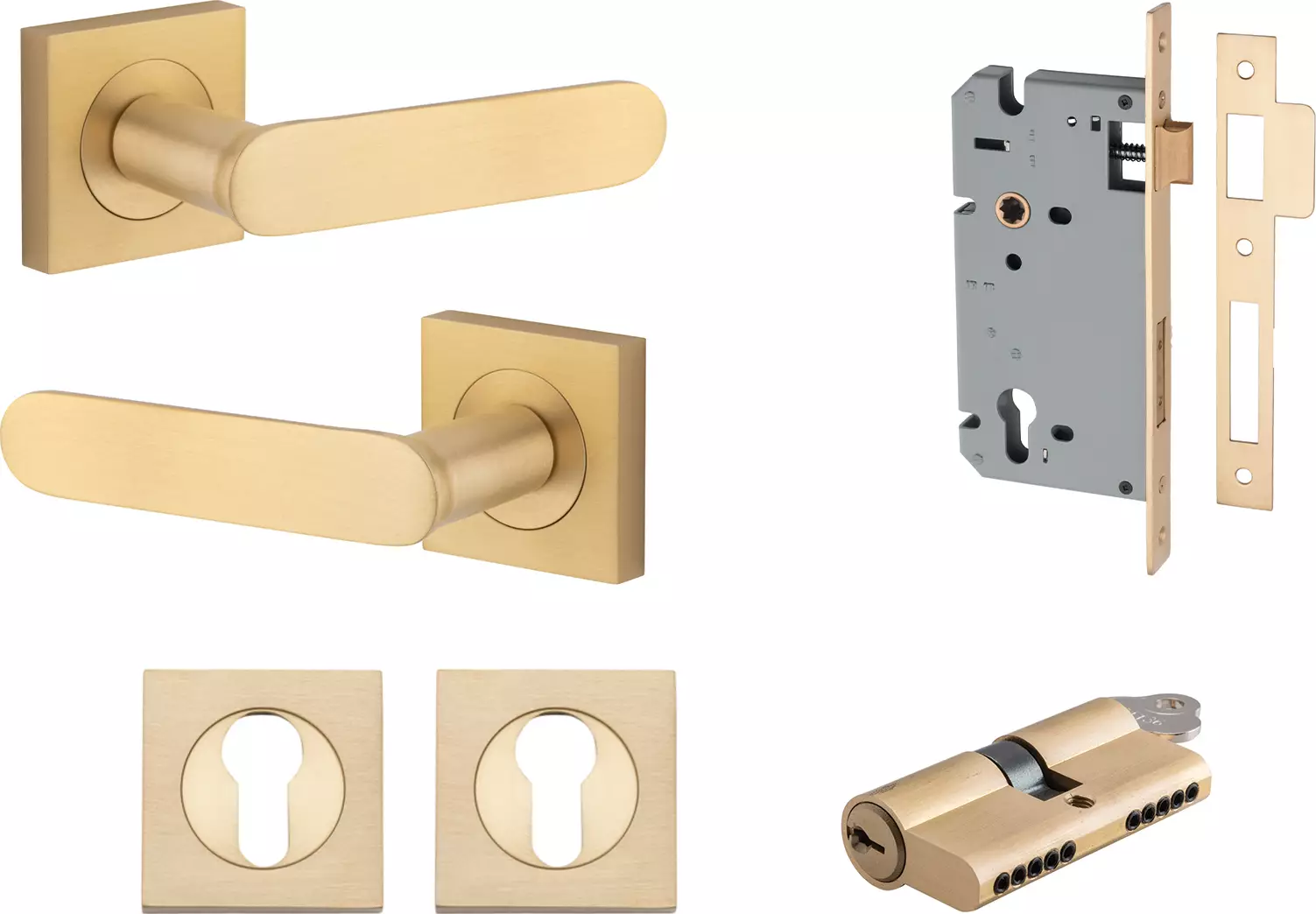 Bronte Lever - Square Rose Entrance Set - Key / Key - BB