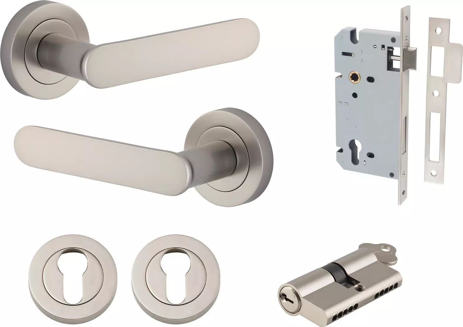 Bronte Lever - Round Rose Entrance Set - Key / Key - SN