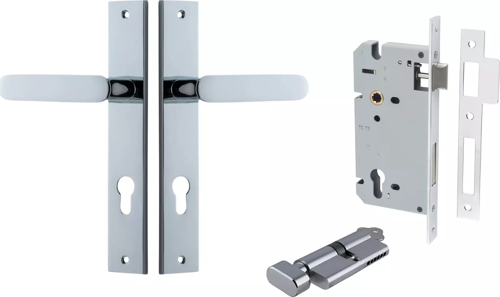 Bronte Lever - Rectangular Entrance Set - Key / Turn - CP