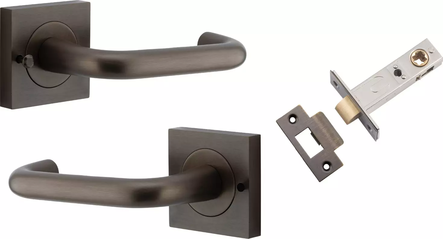 Oslo Lever - Square Rose Integrated Privacy Set - SB