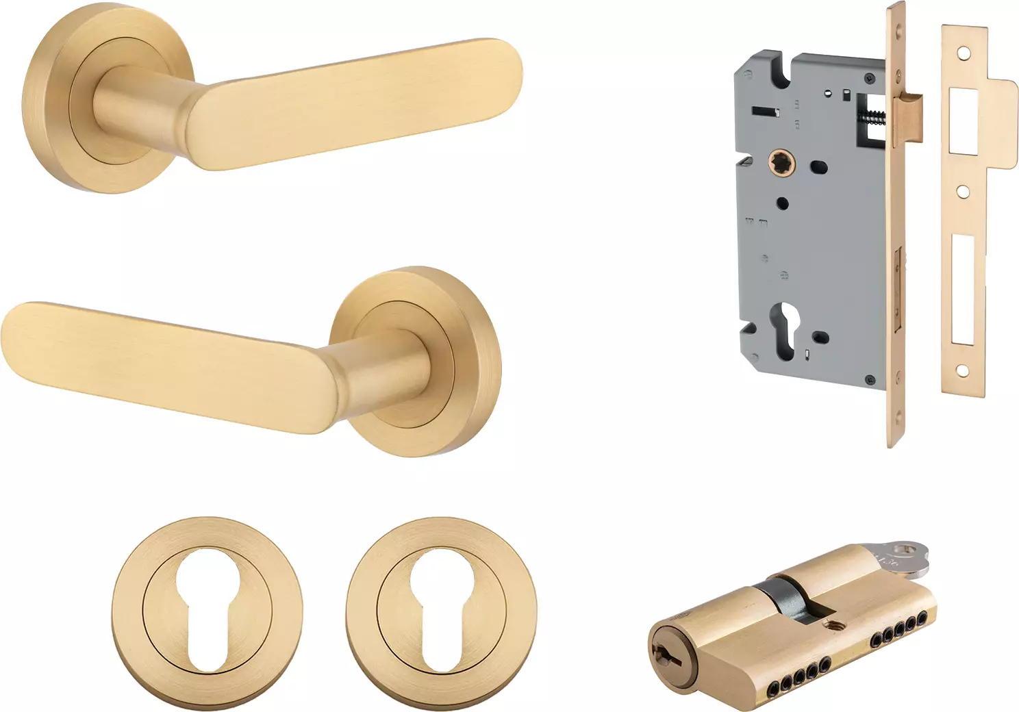 Bronte Lever - Round Rose Entrance Set - Key / Key - BB