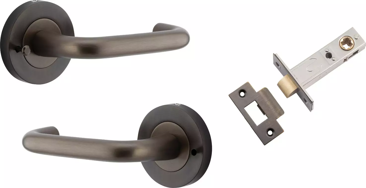 Oslo Lever - Round Rose Integrated Privacy Set - SB