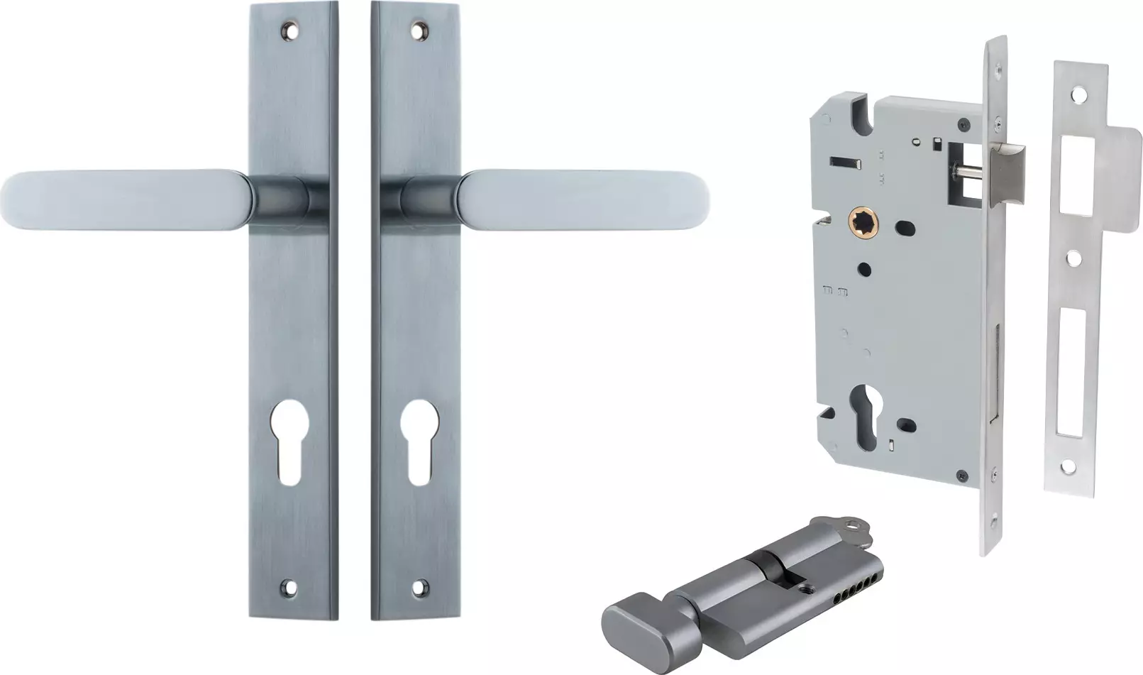 Bronte Lever - Rectangular Entrance Set - Key / Turn - SC