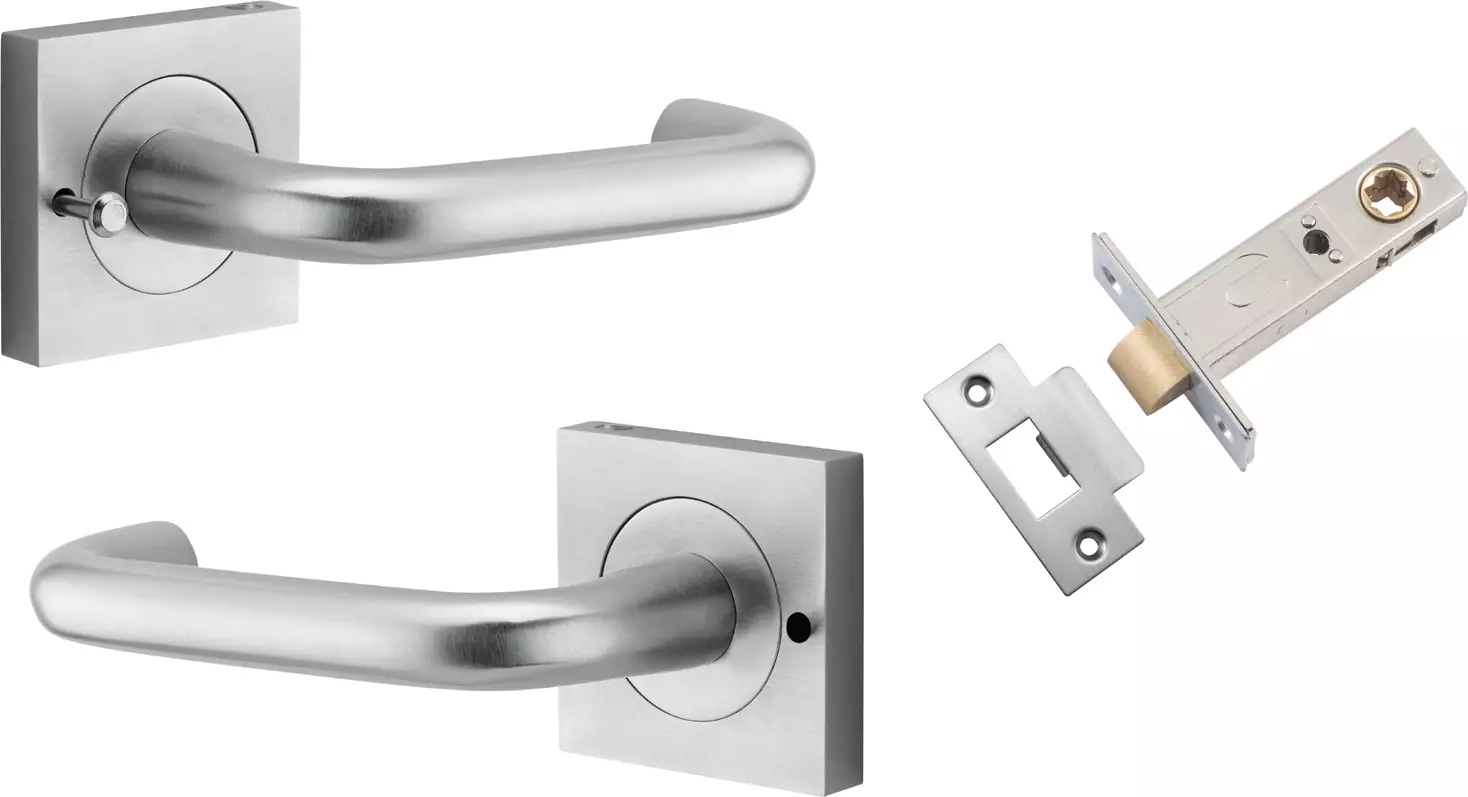 Oslo Lever - Square Rose Integrated Privacy Set - SC