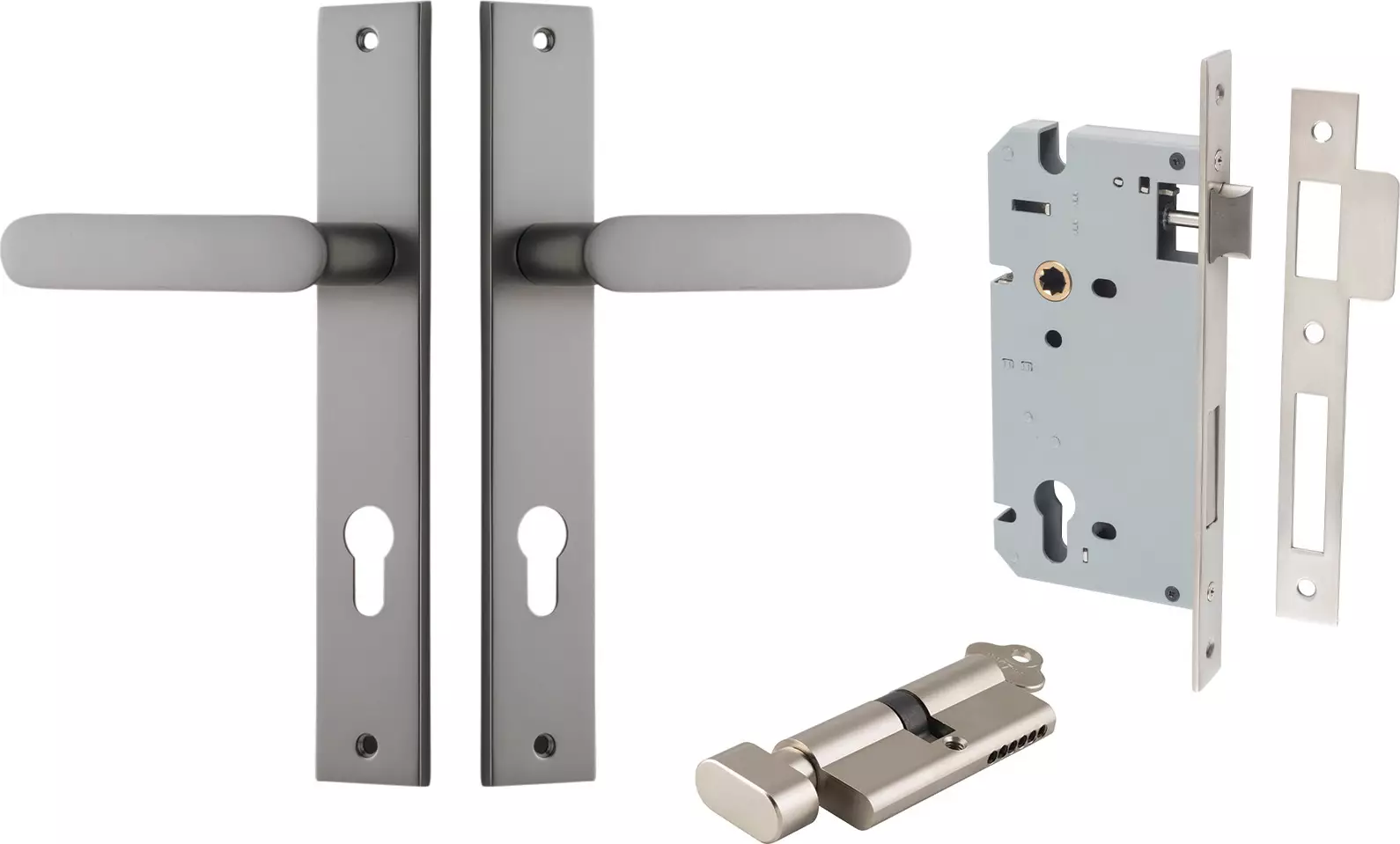 Bronte Lever - Rectangular Entrance Set - Key / Turn - SN