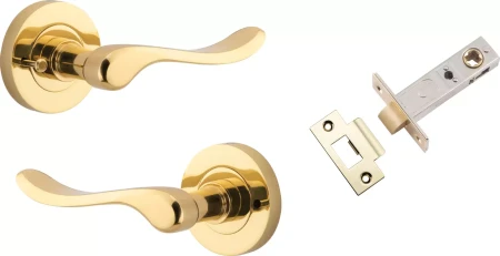 Stirling Lever - Round Rose Integrated Privacy Set - PB
