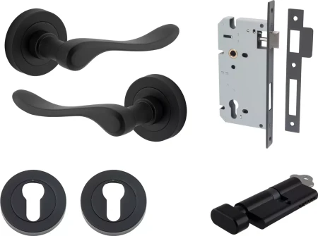 Stirling Lever - Round Rose Entrance Set - Key / Turn - MB