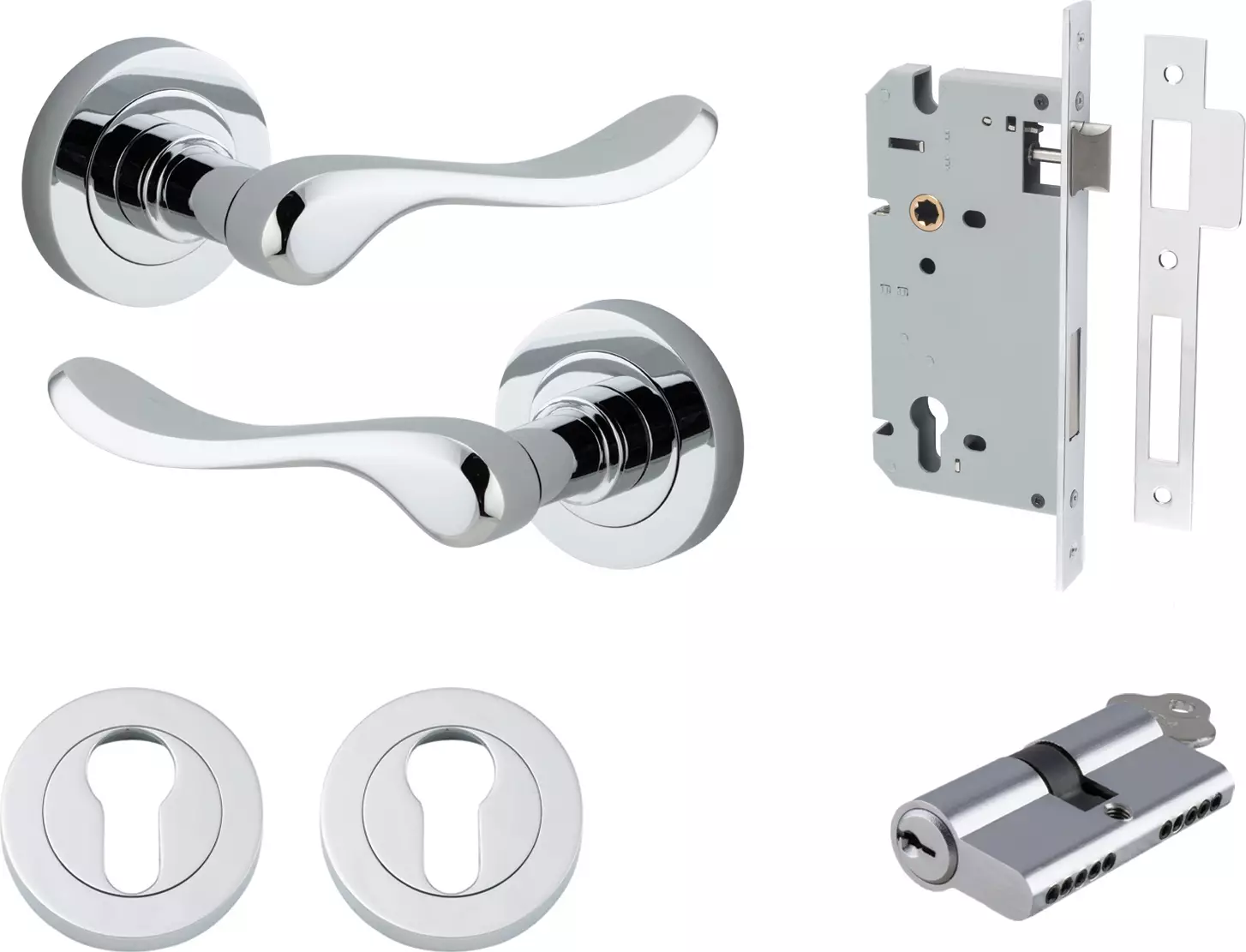 Stirling Lever - Round Rose Entrance Set - Key / Key - CP