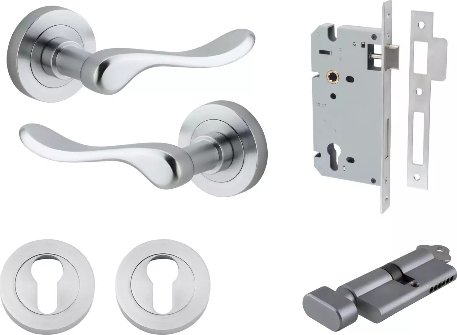 Stirling Lever - Round Rose Entrance Set - Key / Turn - SC