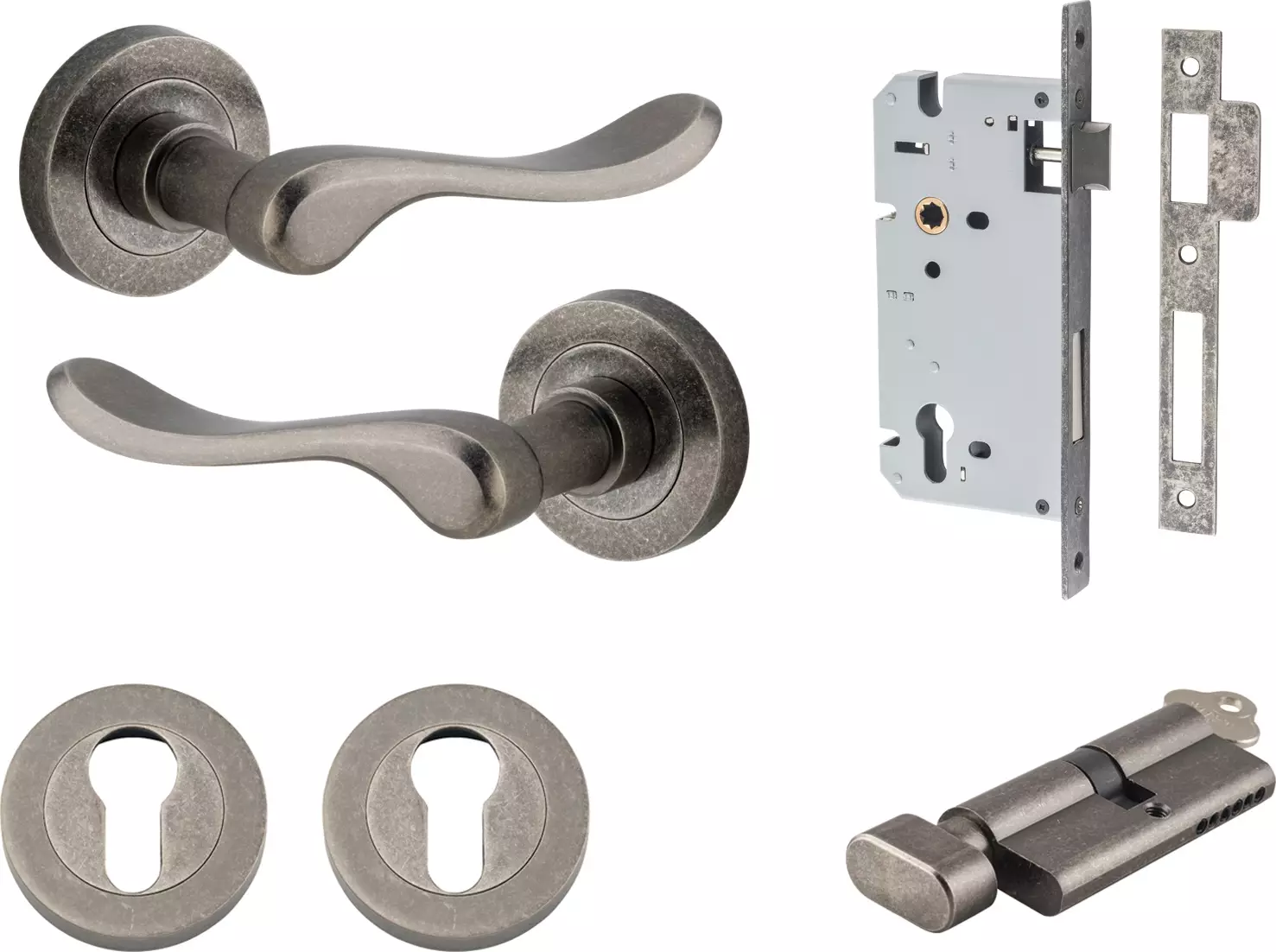 Stirling Lever - Round Rose Entrance Set - Key / Turn - DN