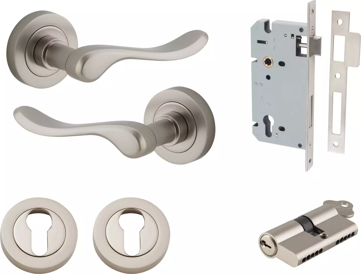 Stirling Lever - Round Rose Entrance Set - Key / Key - SN