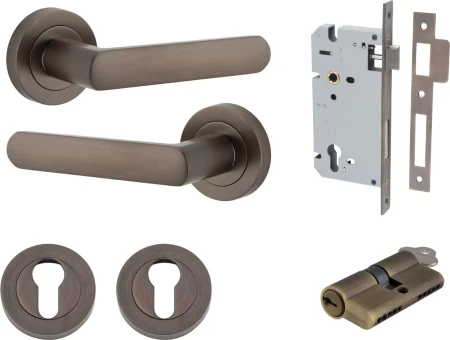 Osaka Lever - Round Rose Entrance Set - Key / Key - SB