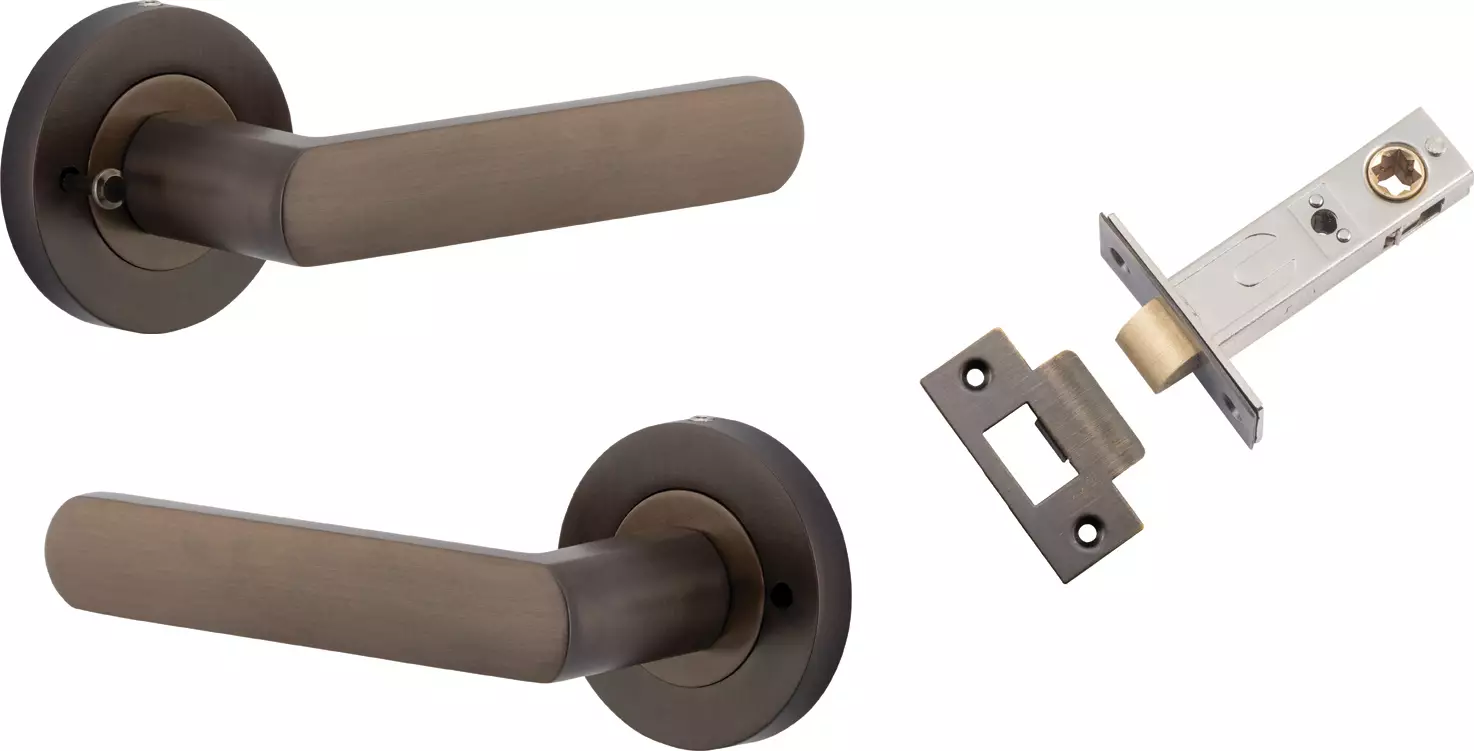 Osaka Lever - Round Rose Integrated Privacy Set - SB