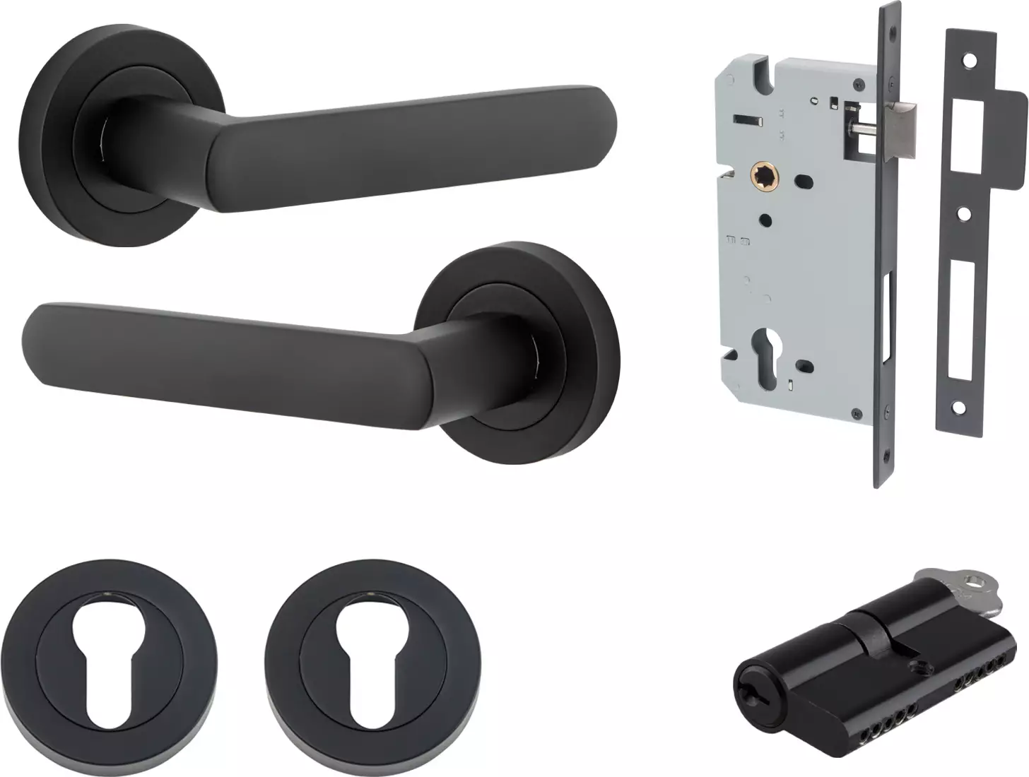 Osaka Lever - Round Rose Entrance Set - Key / Key - MB