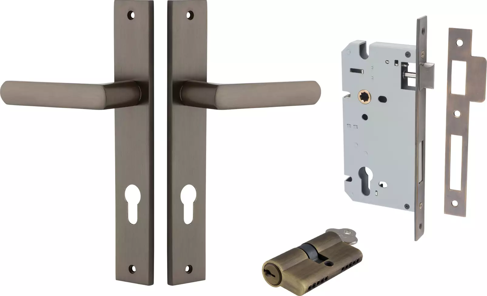 Osaka Lever - Rectangular Entrance Set - Key / Key - SB