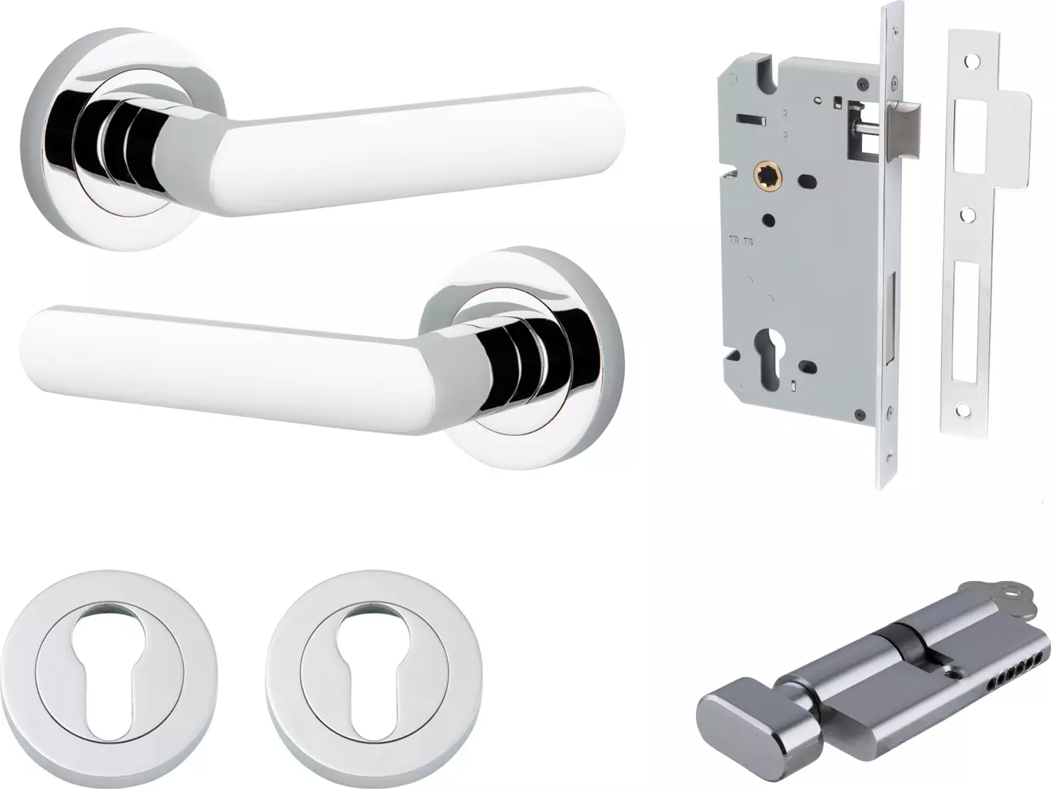 Osaka Lever - Round Rose Entrance Set - Key / Turn - CP