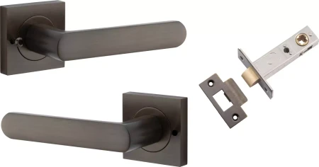 Osaka Lever - Square Rose Integrated Privacy Set - SB