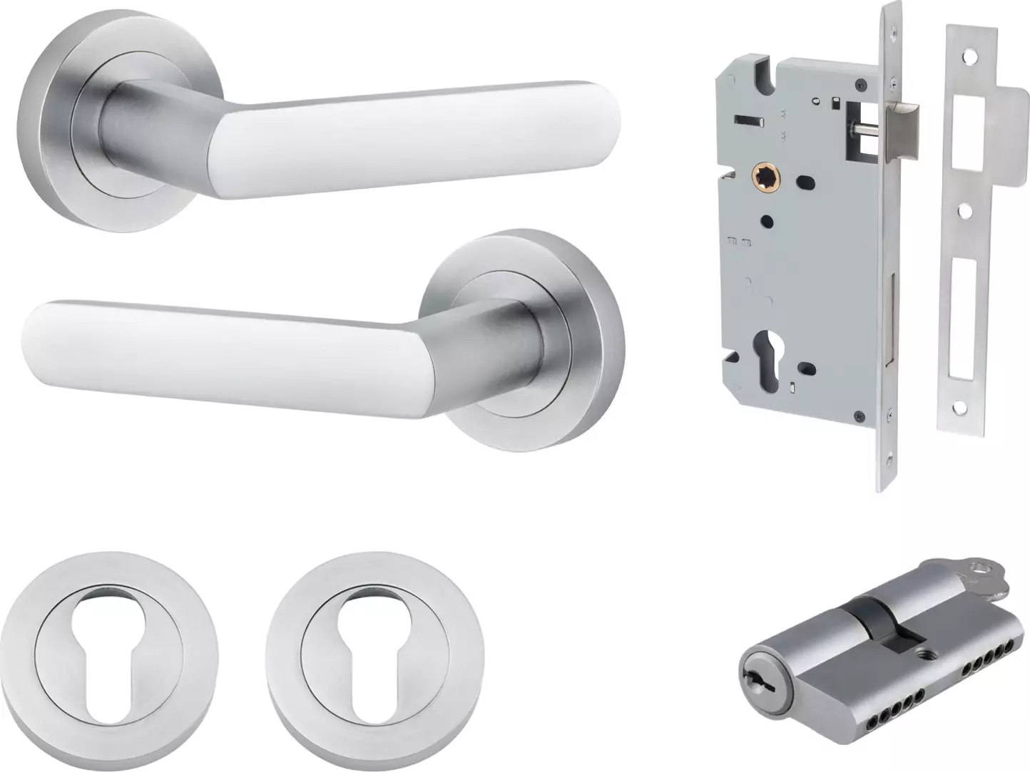 Osaka Lever - Round Rose Entrance Set - Key / Key - SC